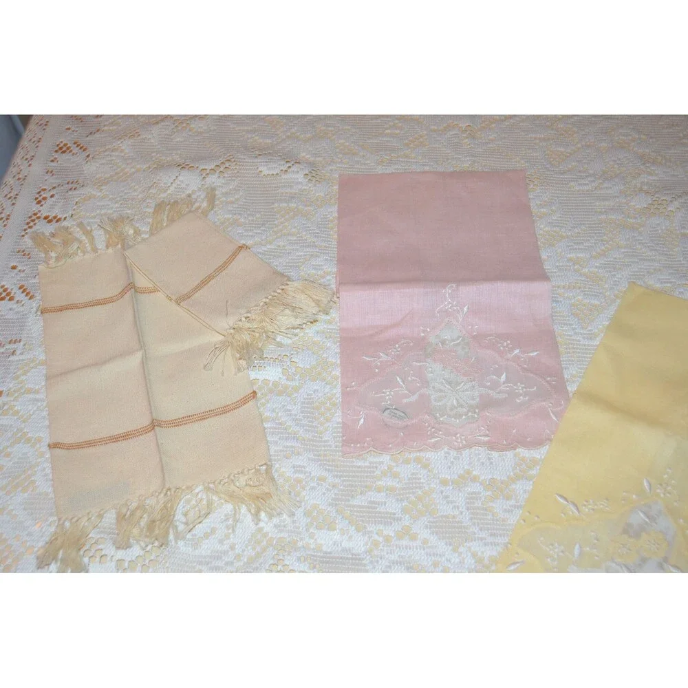 Vintage Lace Tablecloth with Sweet Pastel Accents
